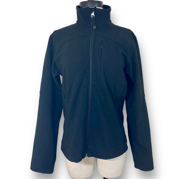Black scuba utility windbreaker jacket by Fjall, ladies small fleece lined coat - Picture 1 of 9